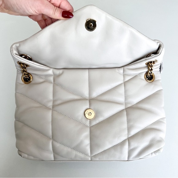 Authentic YSL Saint Laurent Small Leather Puffer Shoulder Bag in Crema Soft - Picture 6 of 16